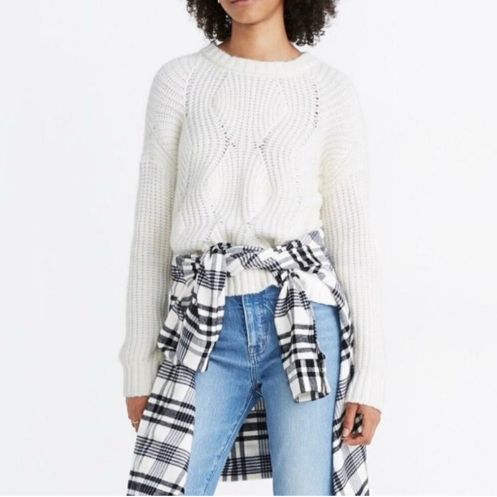 Madewell Women's Everett Rib-Play Pullover Knit Wool Blend Sweater Size XL